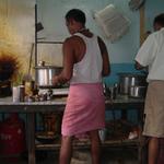 My South Indian breakfast is concocted in this one-car garage sized room which is kitchen and dining room in one. I have eaten here for years. No choices on the menu. A full breakfast runs about 35 cents.